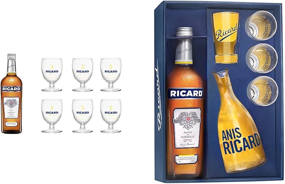 bouteille de ricard avec verres a laperitif