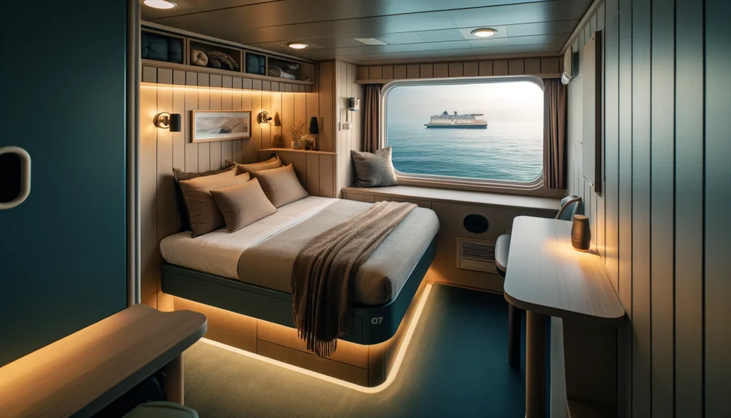 cabine confortable sur un ferry en mer