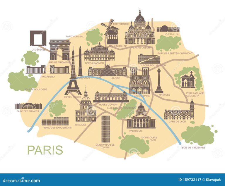 carte stylisee de paris et notre dame