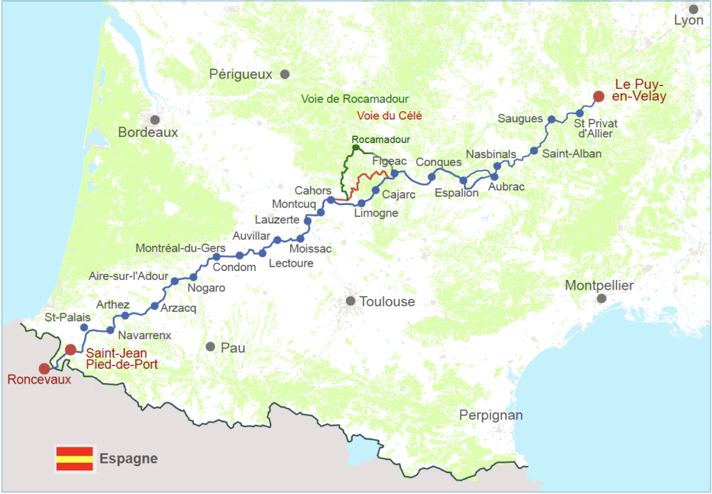 chemin de compostelle entre le puy et cahors