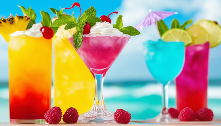 cocktail colore avec rhum et fruits frais