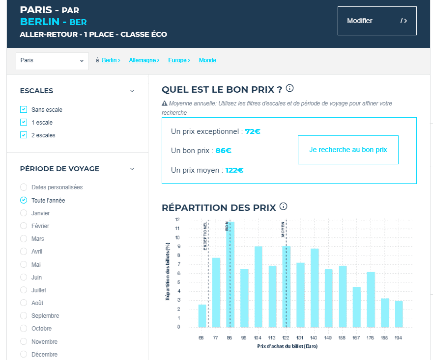 comparaison des prix des billets davion