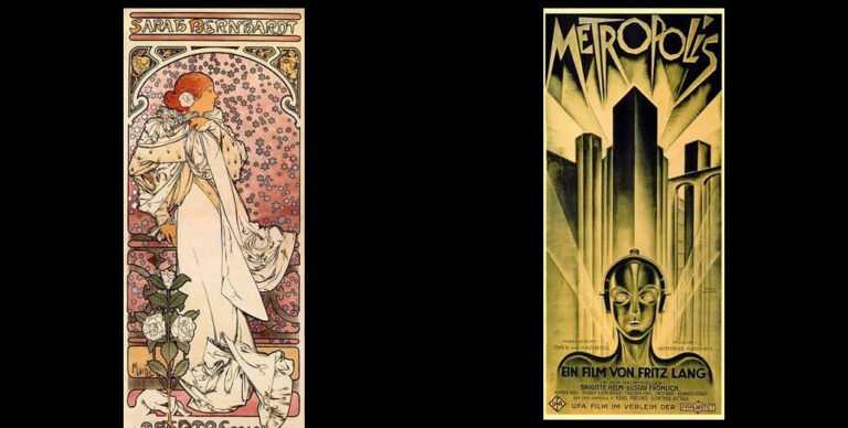 comparaison visuelle des styles art deco et art nouveau