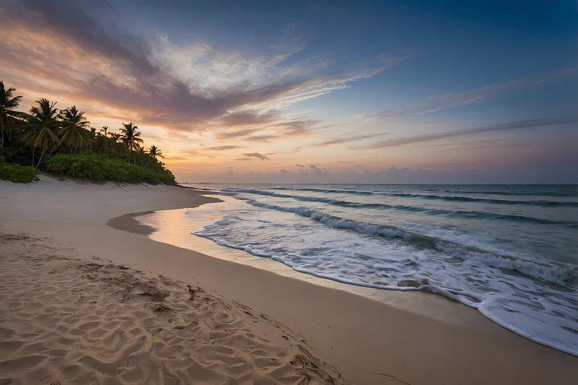 coucher de soleil sur la plage tranquille