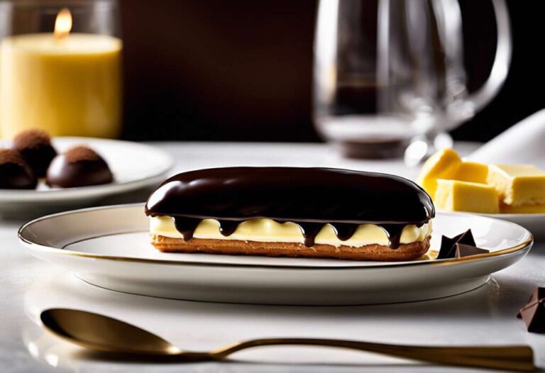 eclairs au chocolat sur une assiette elegante