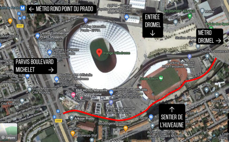 entree du stade velodrome depuis la rue