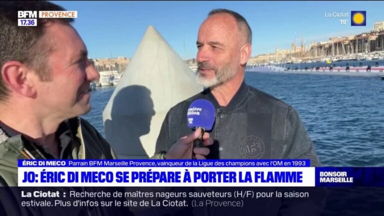 eric di meco portant la flamme olympique