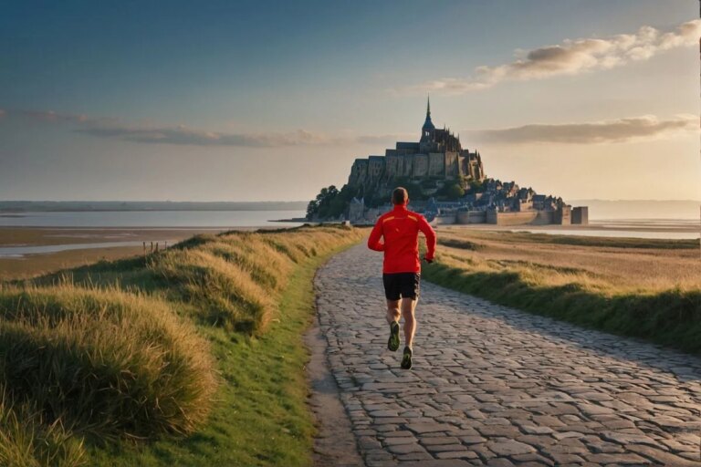 flamme olympique illuminant un paysage francais