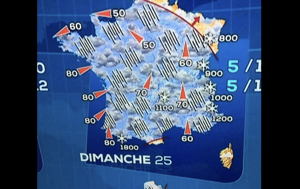 previsions de pluie sur une carte meteo