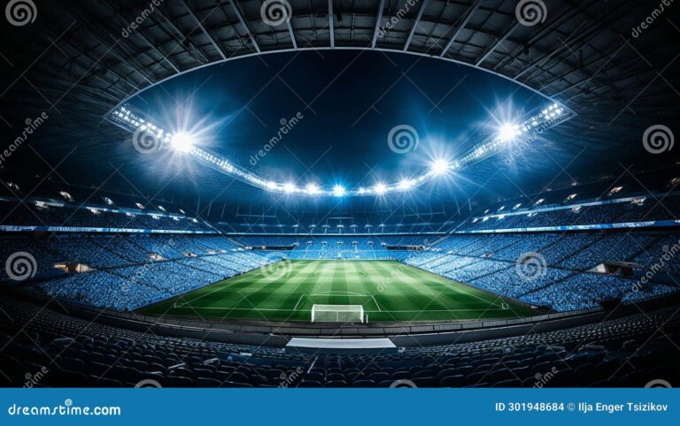 stade de football avec ambiance nocturne