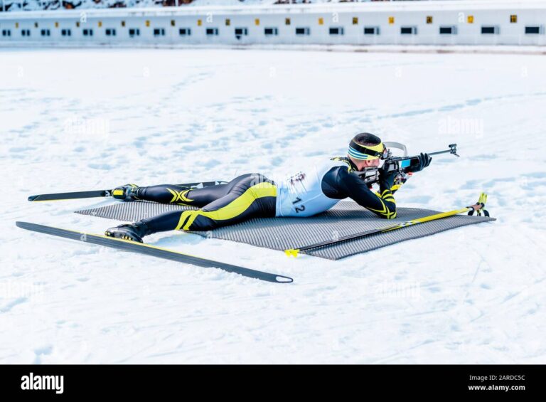 tireur en biathlon visant une cible