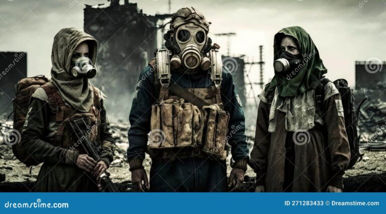 un groupe de survivants dans un paysage apocalyptique