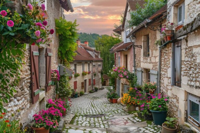 village medieval avec ruelles pavees pittoresques