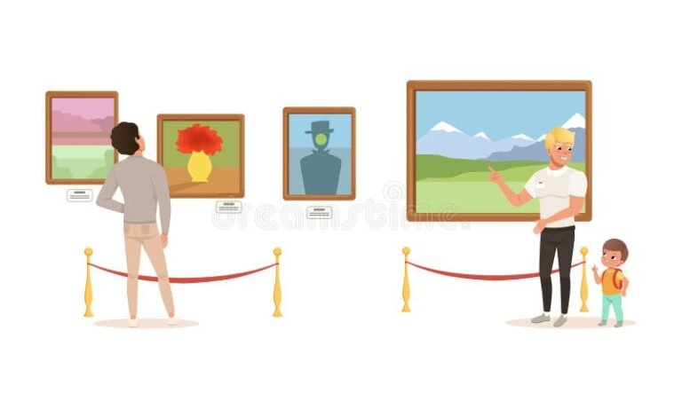 Comment découvrir la galerie "Un jour, une illustration" 36 visiteurs admirant des illustrations colorees